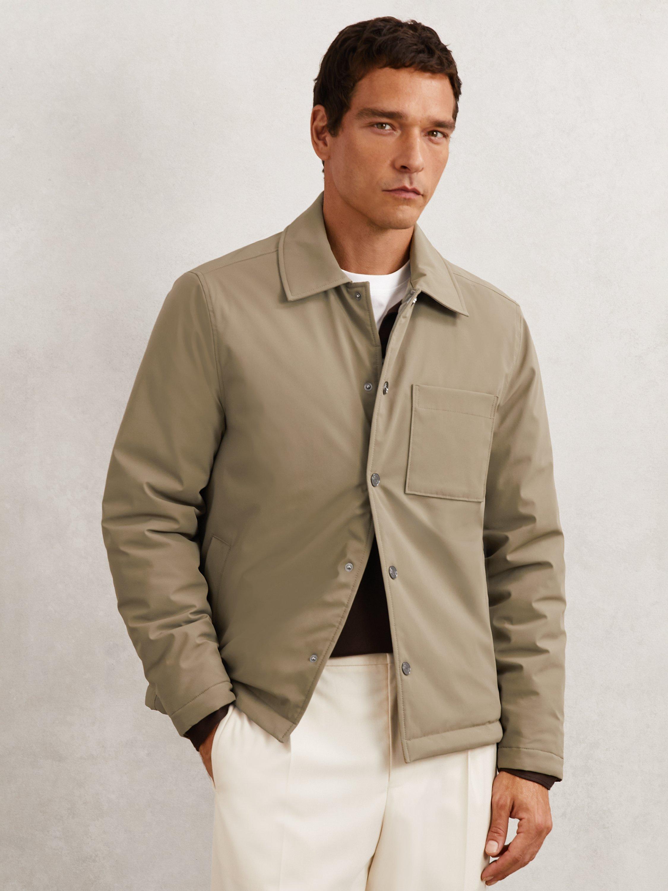 Product image 4 of 5, which shows Reiss Parker Overshirt, Olive Green, M