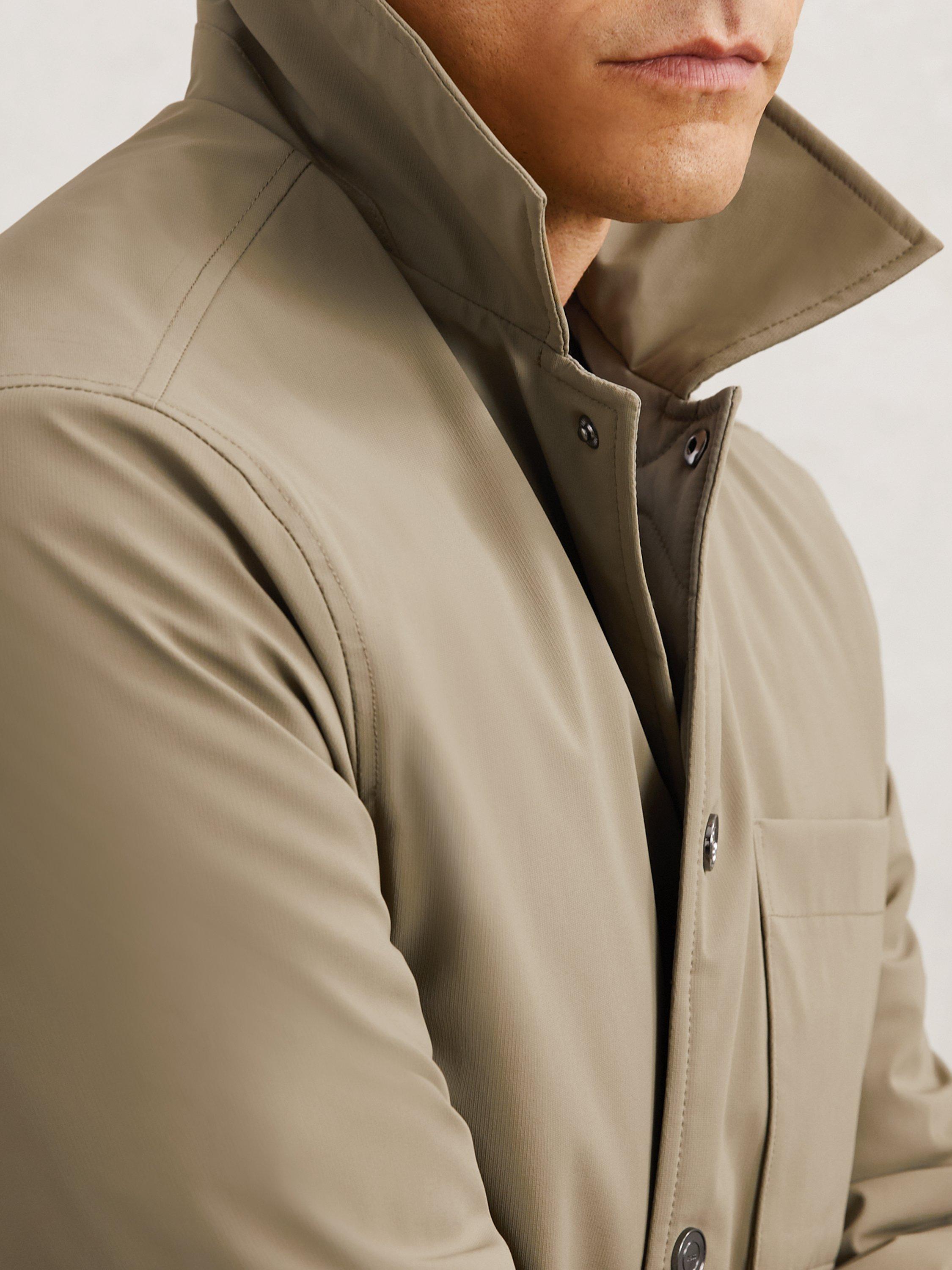 Product image 5 of 5, which shows Reiss Parker Overshirt, Olive Green, M