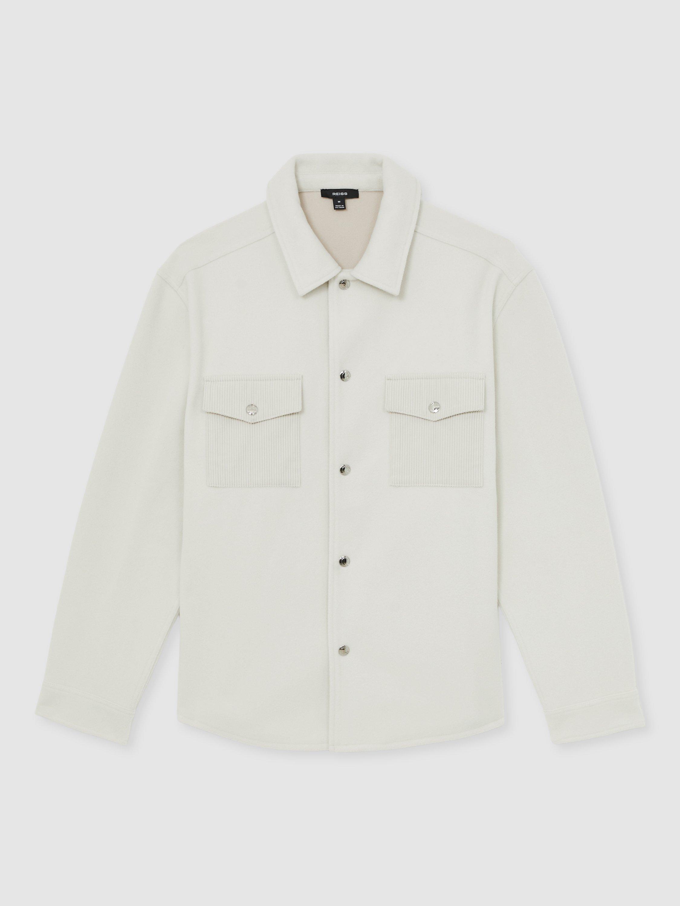 Product image 3 of 5, which shows Reiss Scott Overshirt, Off White, S