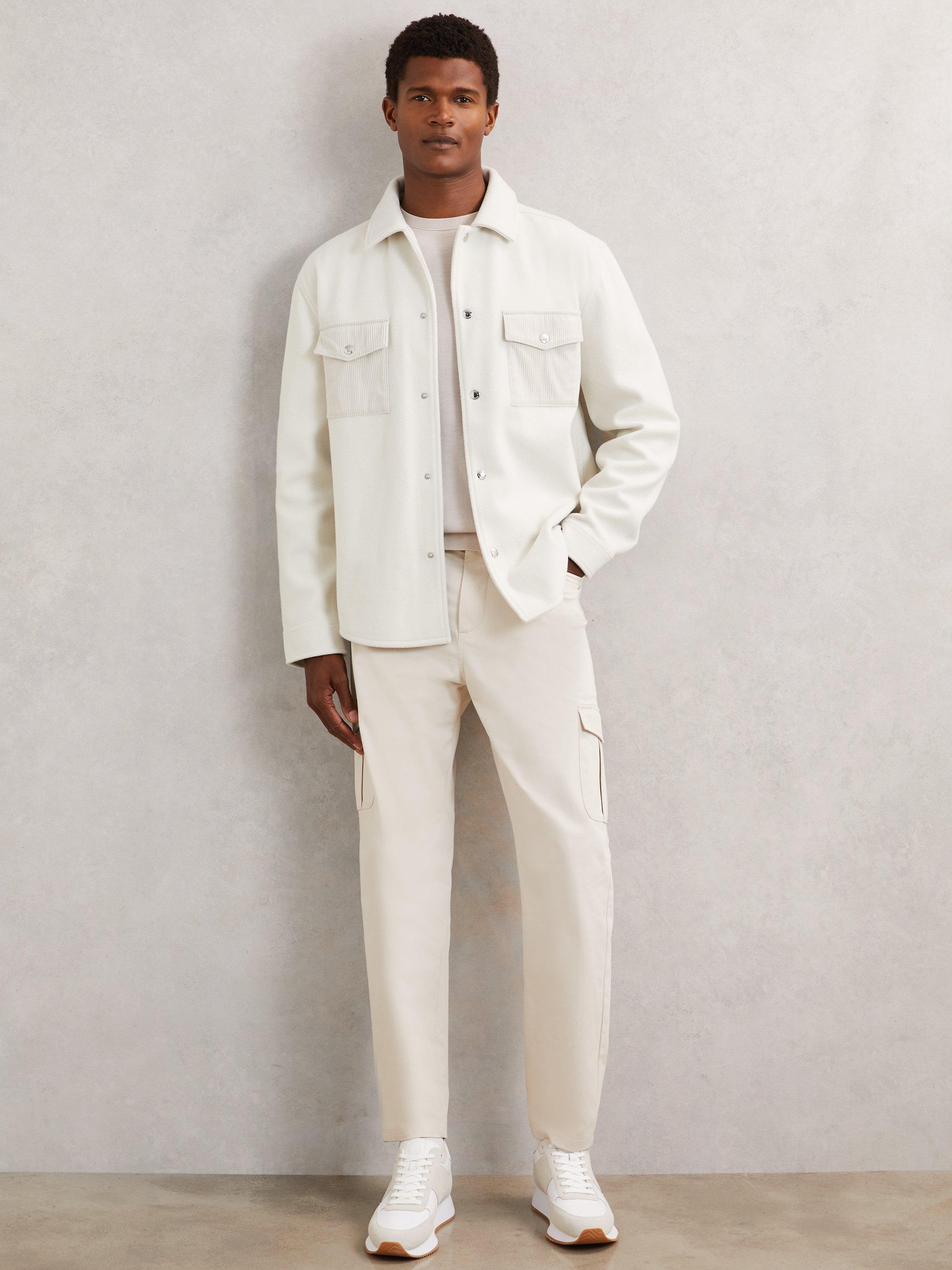 Product image 4 of 5, which shows Reiss Scott Overshirt, Off White, S
