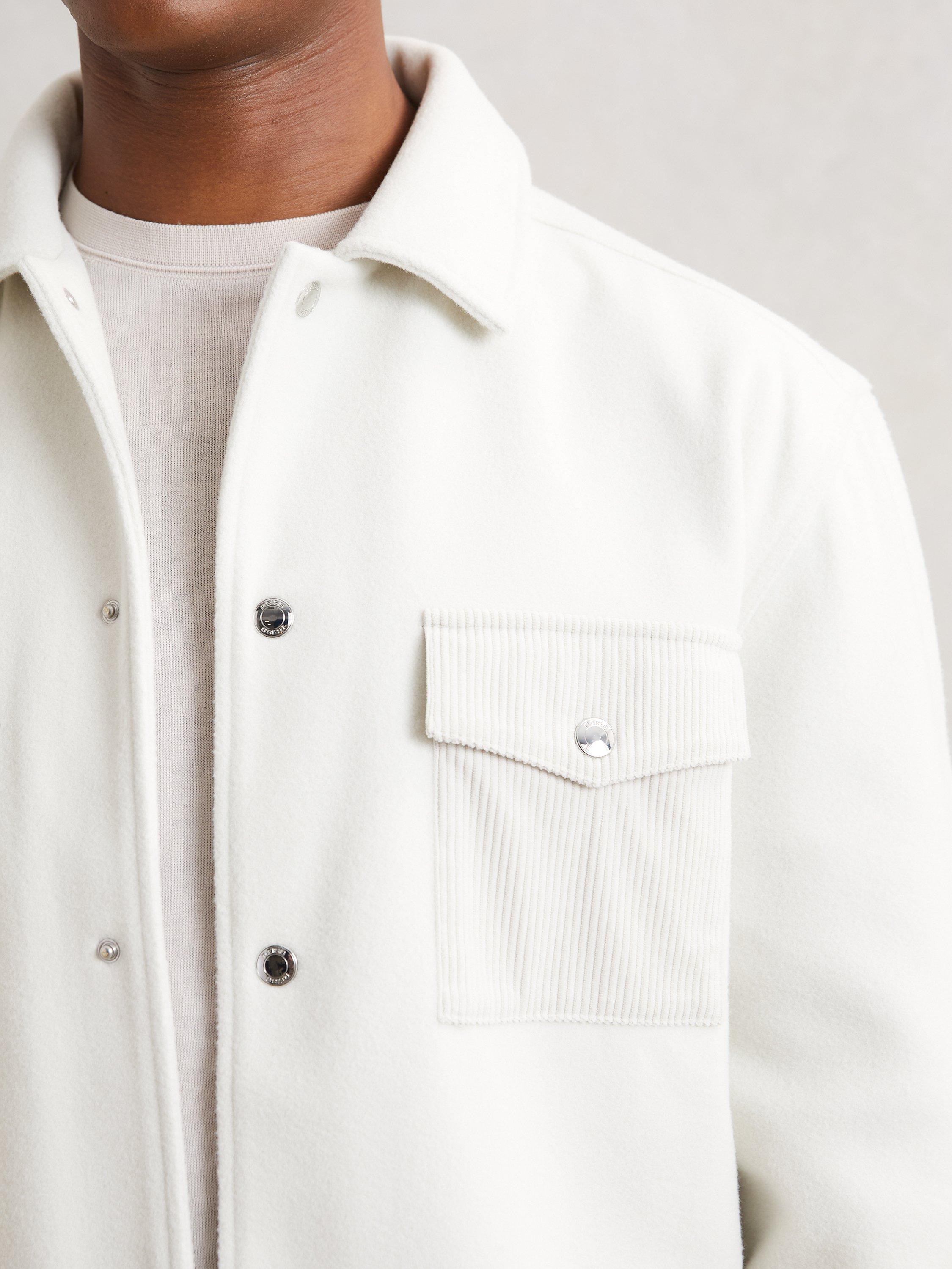 Product image 5 of 5, which shows Reiss Scott Overshirt, Off White, S