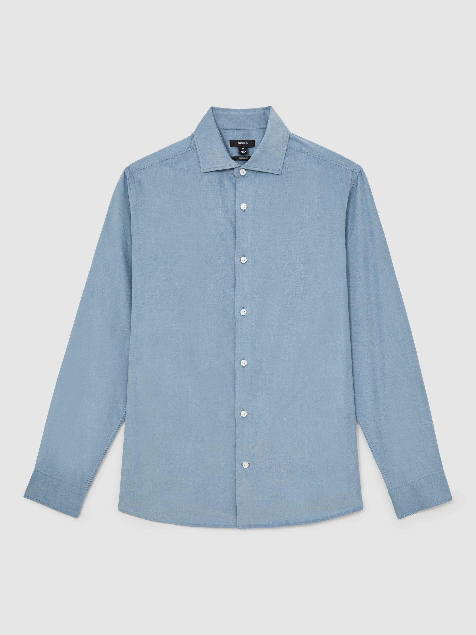 Product image 3 of 5, which shows Reiss Velma Corduroy Shirt, Airforce Blue, XS