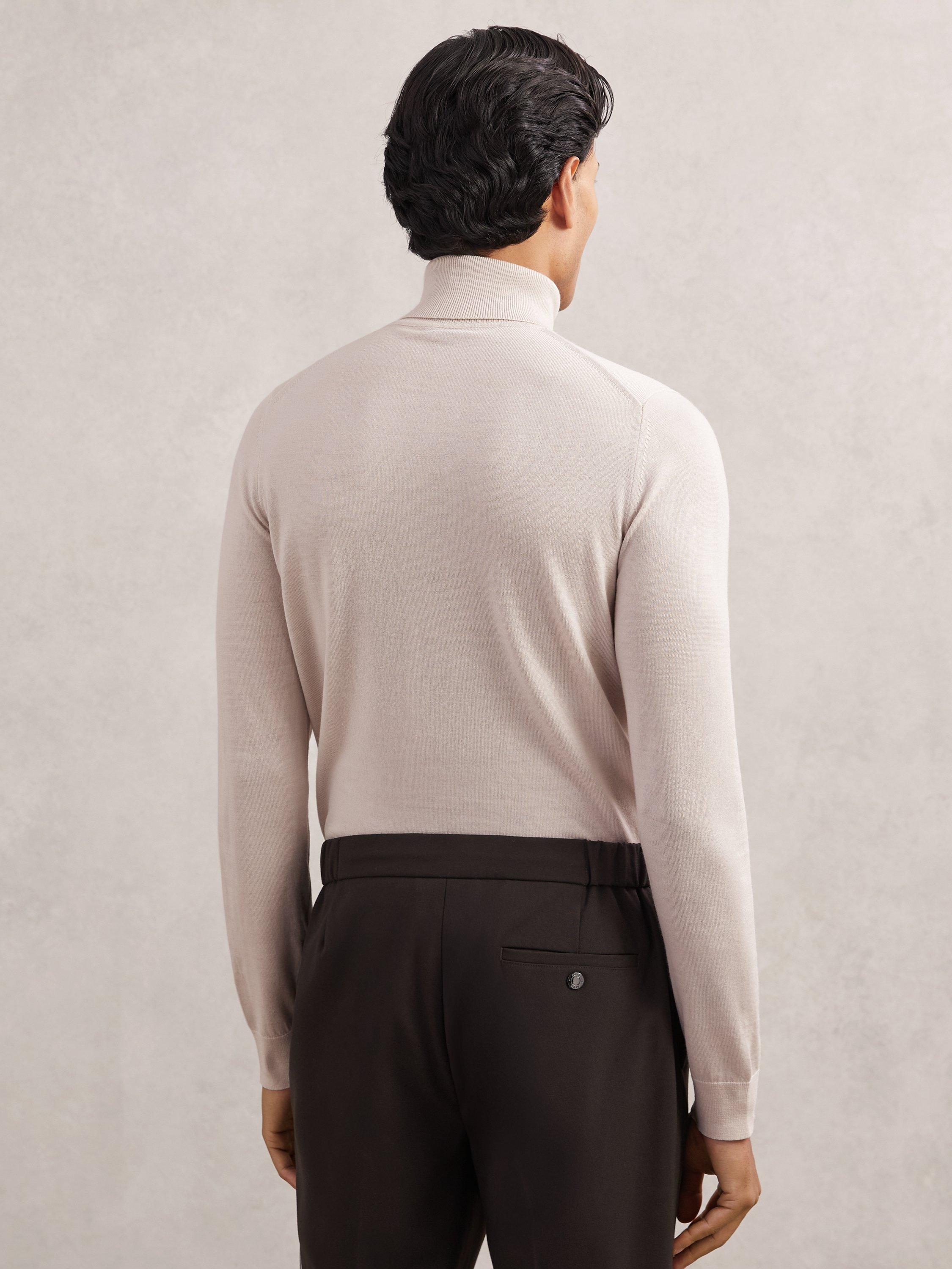 Product image 2 of 5, which shows Reiss Caine Roll Neck Jumper, Beige, XS