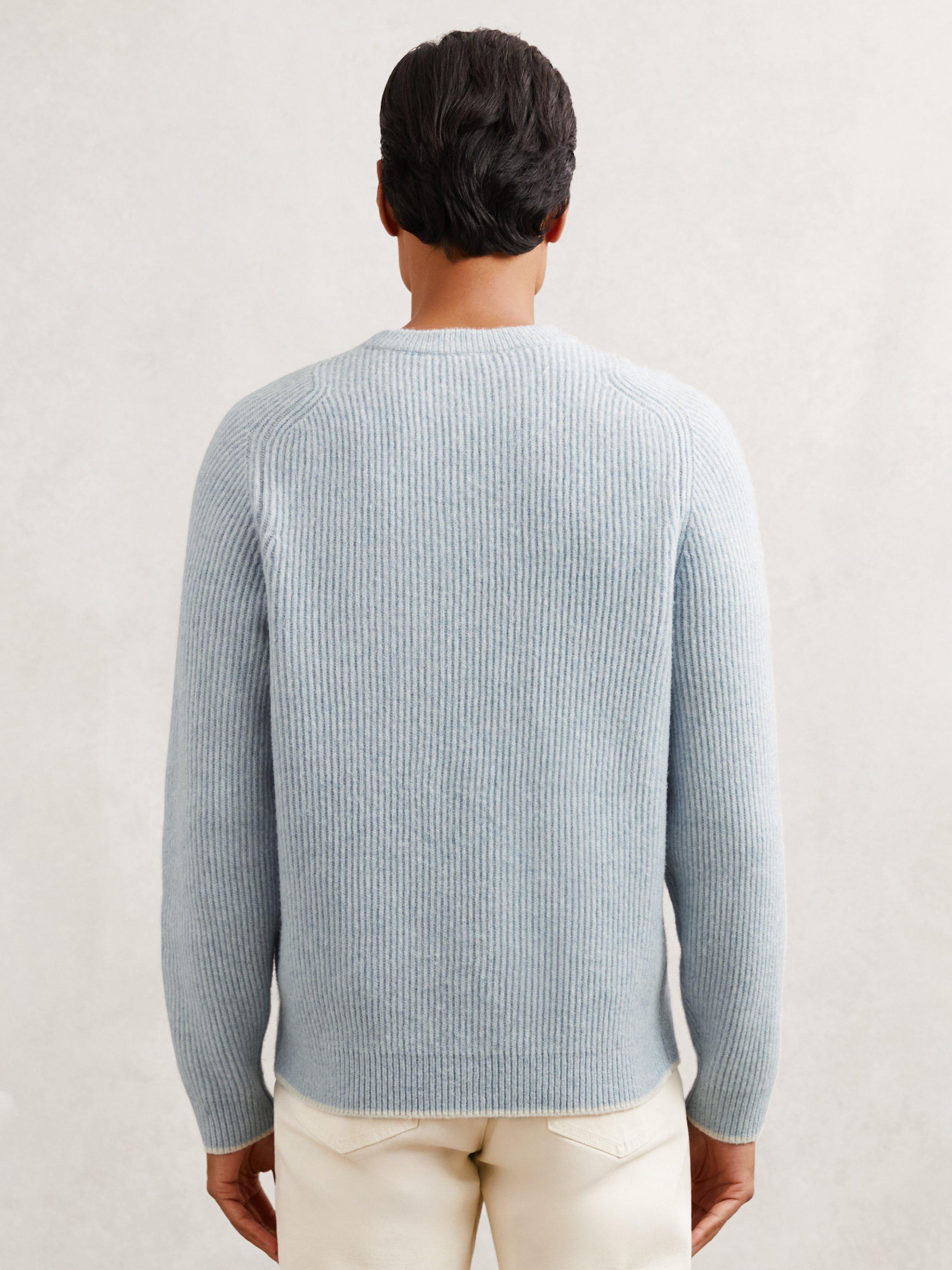 Product image 2 of 5, which shows Reiss Crammond Ribbed Jumper, Soft Blue, S