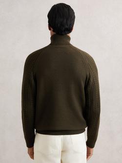 Reiss Dartford Roll Neck Jumper, Dark Olive Green - view 2, Dark Olive Green