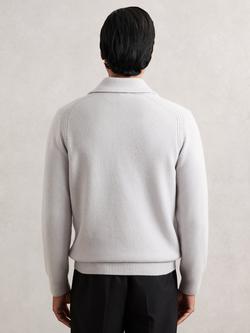 Reiss Deansgate Long Sleeve Wool Cashmere Blend Polo Shirt, Ice Grey - view 2, Ice Grey