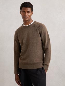 Reiss Foulton Wool Rich Crew Neck Jumper, Pecan Brown
