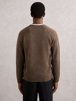 Reiss Foulton Wool Rich Crew Neck Jumper - view 2, Pecan Brown