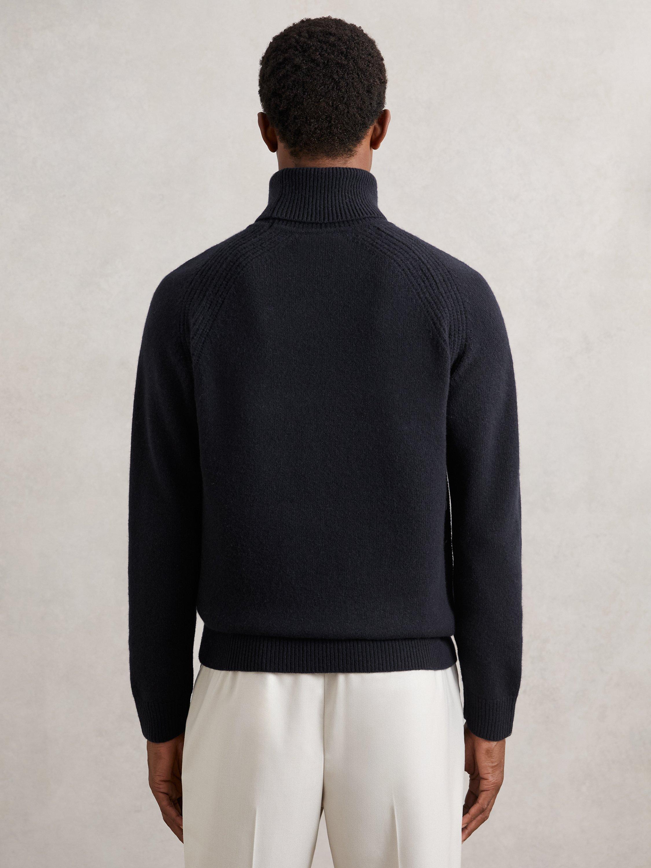 Product image 2 of 5, which shows Reiss Gosforth Wool Rich Roll Neck Jumper, Navy, M