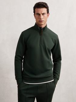 Reiss Hale Zip Through Jumper, Dark Sage Green, Dark Sage Green