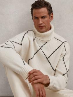 Reiss Links Wool Blend Roll Neck Jumper, Off White, Off White