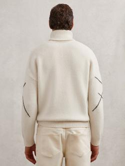 Reiss Links Wool Blend Roll Neck Jumper, Off White - view 2, Off White