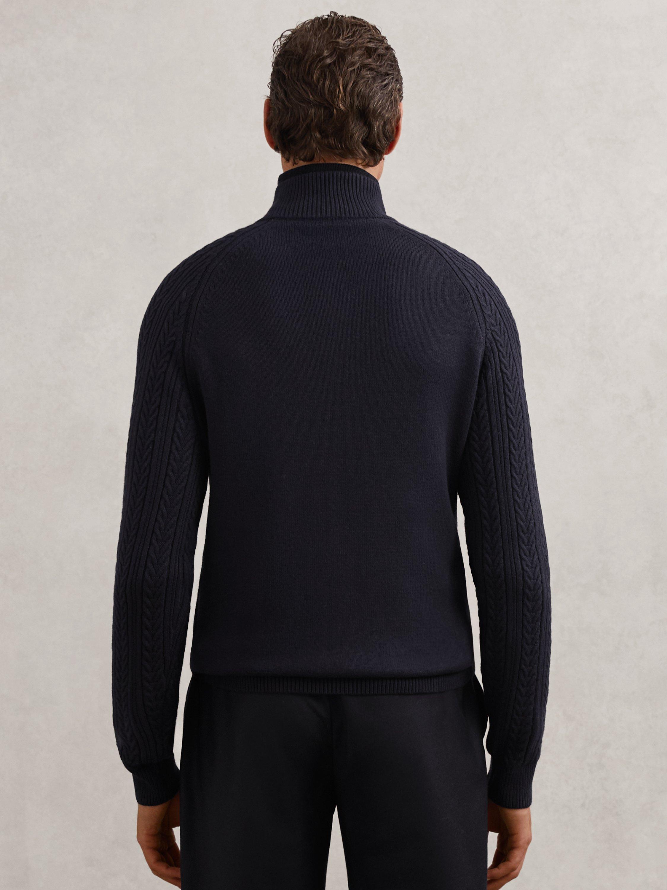 Product image 2 of 5, which shows Reiss Loxley Zip Neck Jumper, Navy, XS