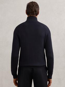Reiss Loxley Zip Neck Jumper, Navy - view 2, Navy