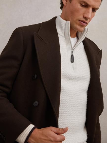Reiss Stockdale Half Zip Jumper, Winter White - view 2, Winter White