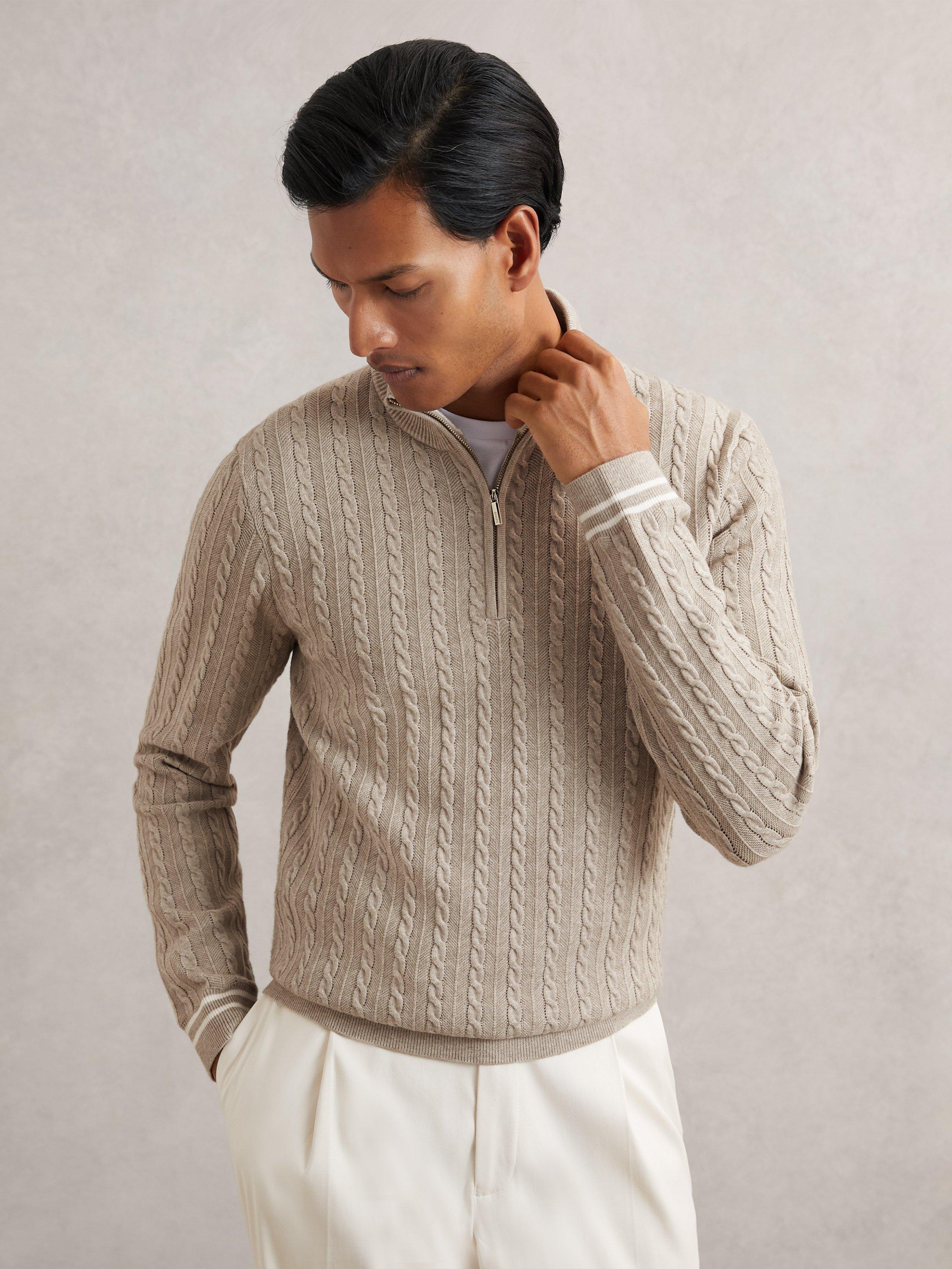 Product image 5 of 5, which shows Reiss Tuscano Wool Blend Jumper, Oatmeal Brown, S