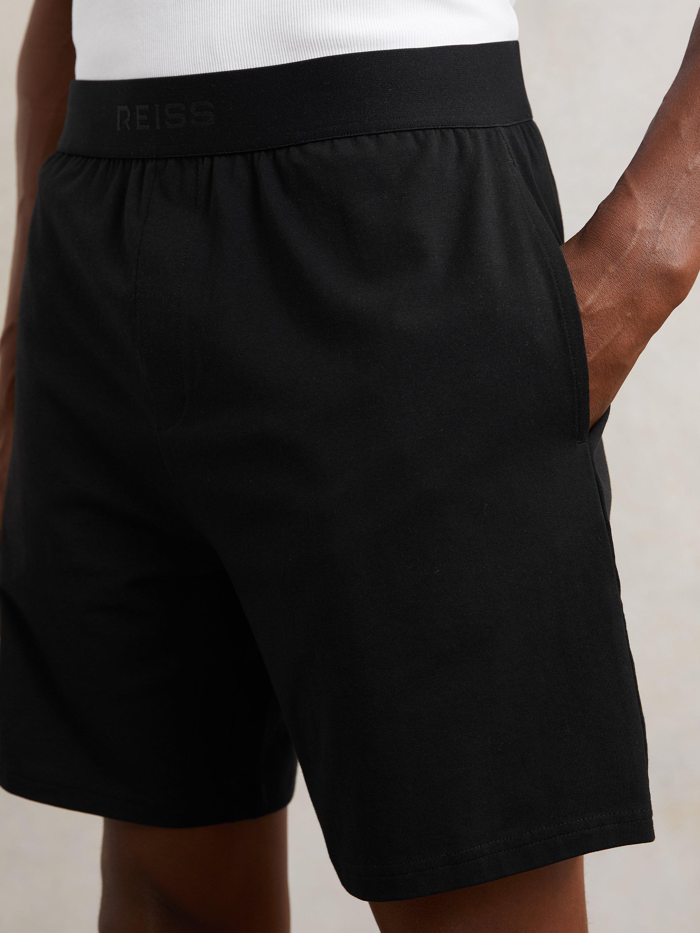 Product image 5 of 5, which shows Reiss Fleet Cotton Blend Shorts, Black, XS