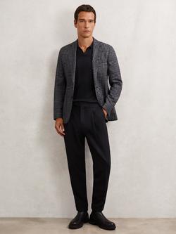 Reiss Flush Tapered Wool Blend Trousers, Navy