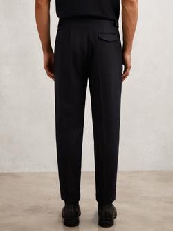 Reiss Flush Tapered Wool Blend Trousers - view 2, Navy