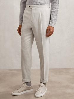 Reiss Flush Tapered Wool Blend Trousers, Soft Grey