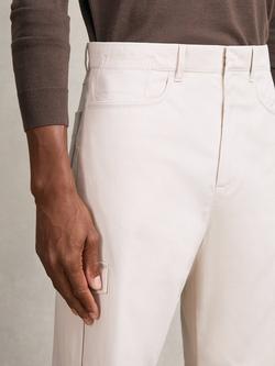 Reiss Rogan Tapered Cotton Blend Cargo Trousers, Stone - view 2, Stone