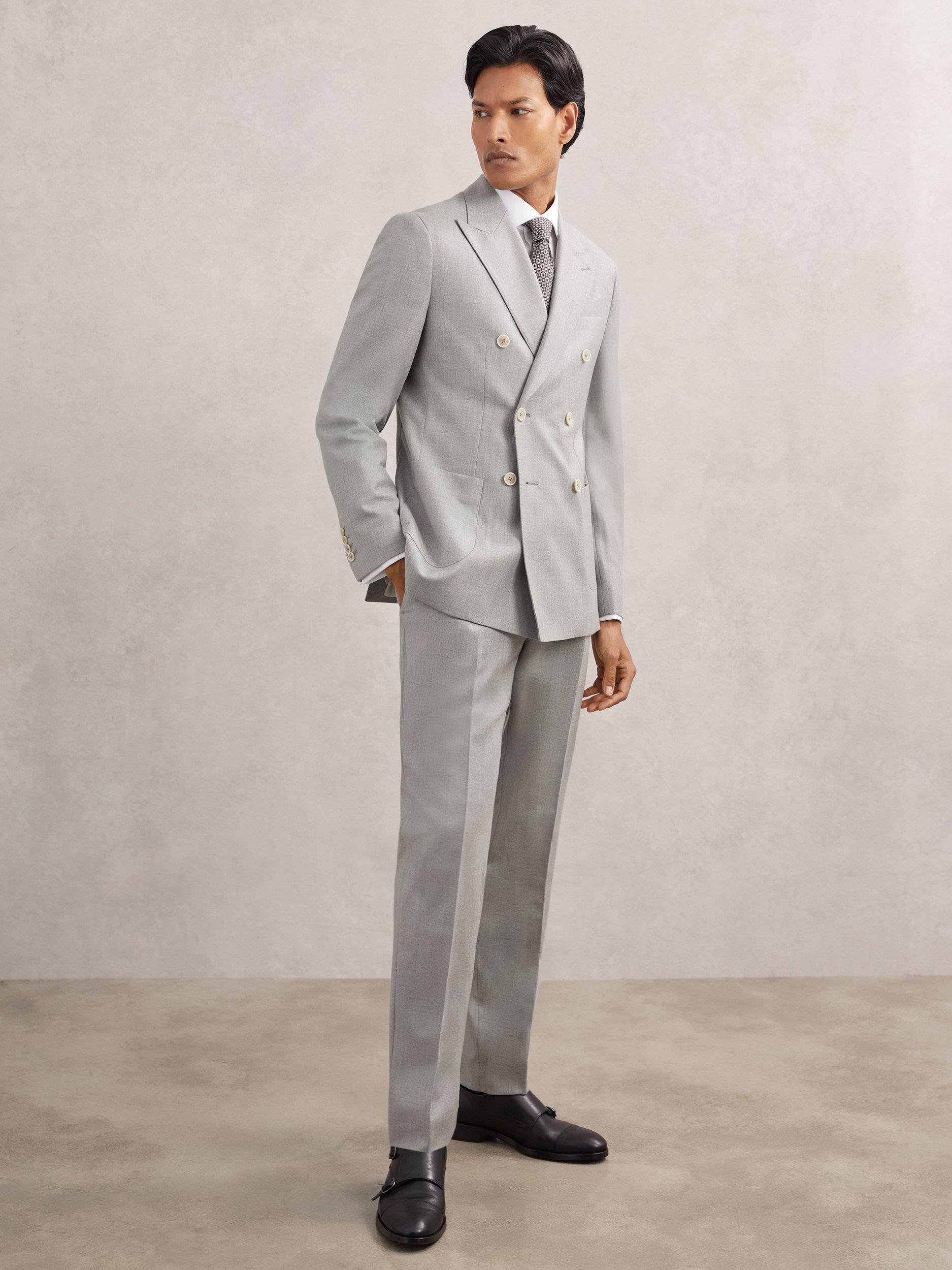 Product image 1 of 5, which shows Reiss Tyler Flannel Trousers, Soft Grey, 30R