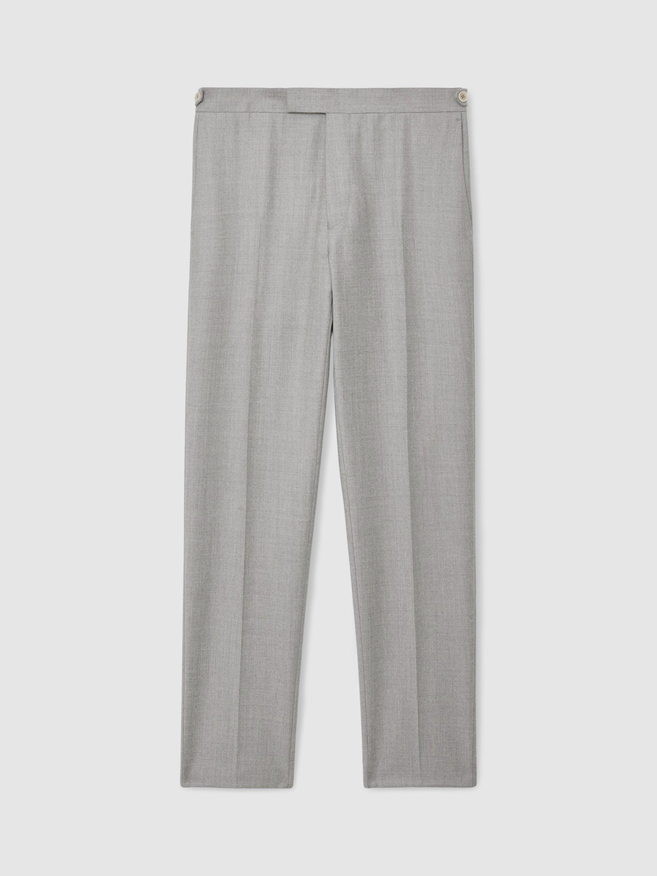 Product image 3 of 5, which shows Reiss Tyler Flannel Trousers, Soft Grey, 30R