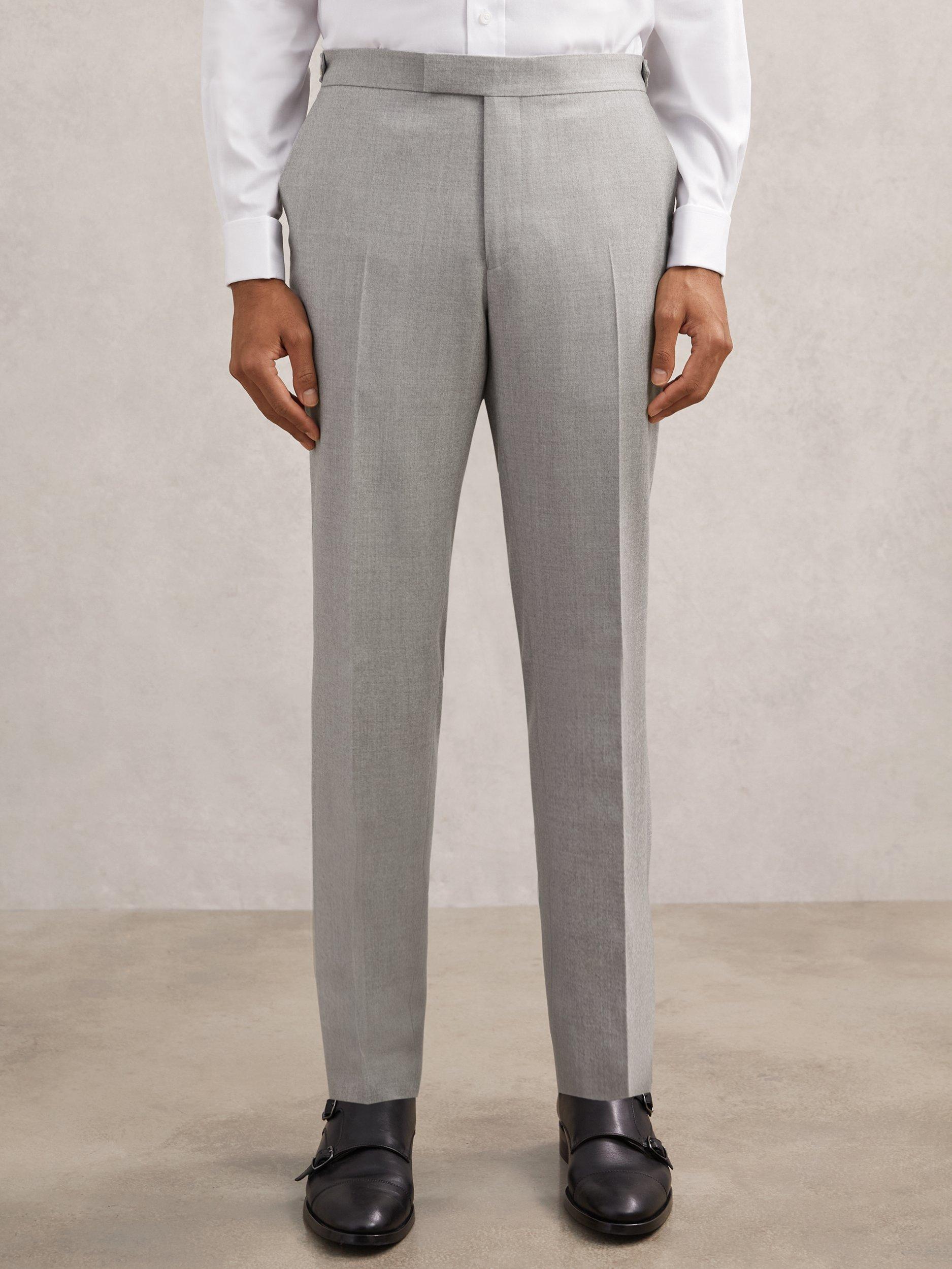 Product image 4 of 5, which shows Reiss Tyler Flannel Trousers, Soft Grey, 30R