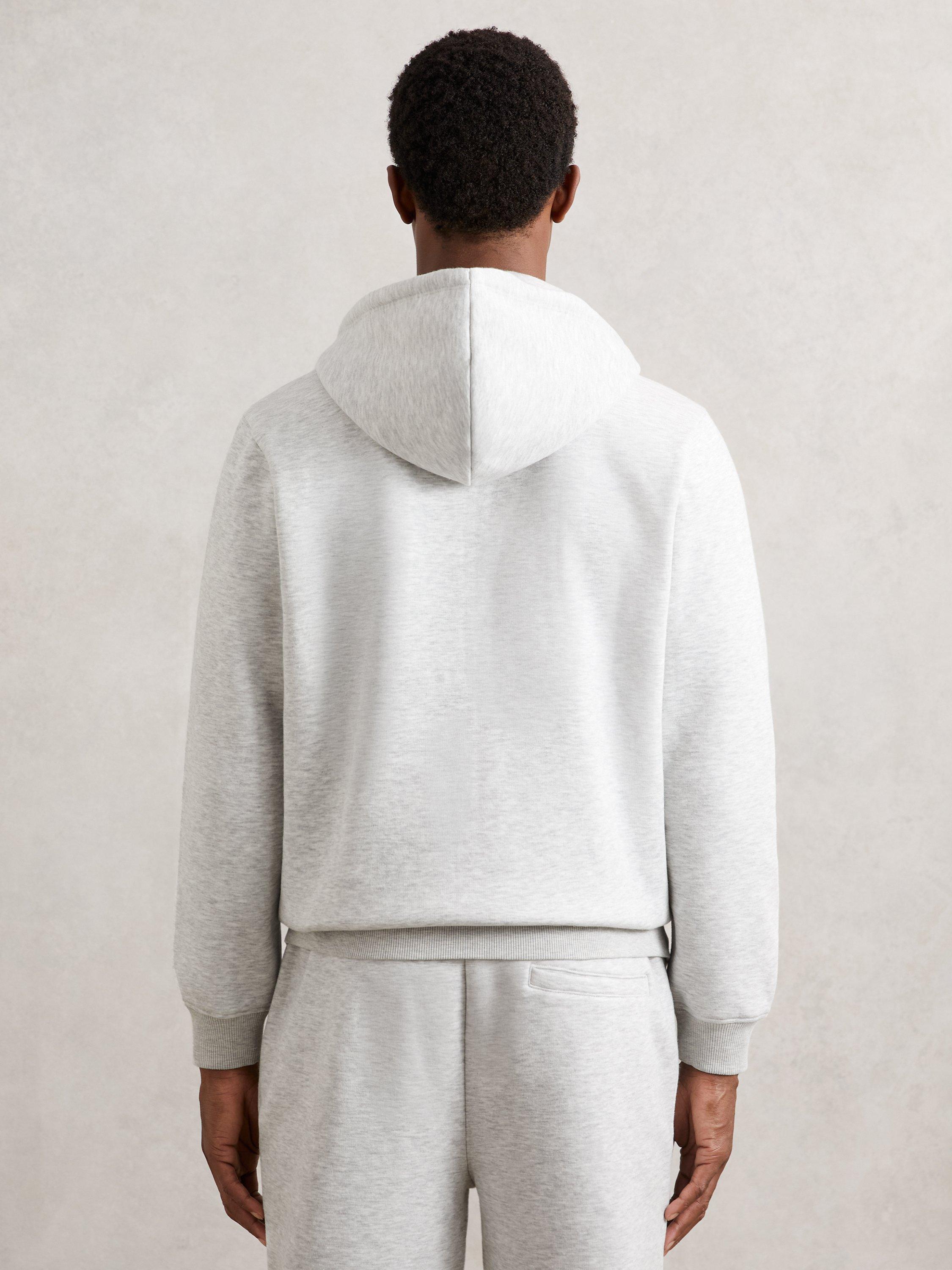 Product image 2 of 5, which shows Reiss Howel Zip Front Cotton Blend Hoodie, Soft Grey, XS