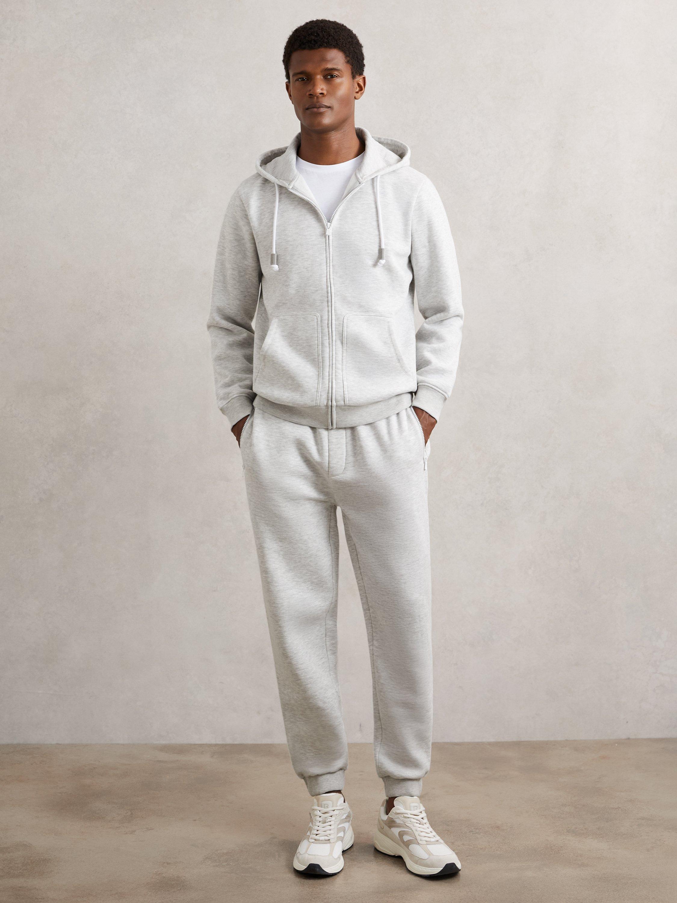 Product image 5 of 5, which shows Reiss Howel Zip Front Cotton Blend Hoodie, Soft Grey, XS