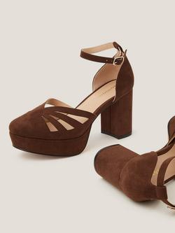 Monsoon Iris Platform Heel Shoes - view 2, Chocolate