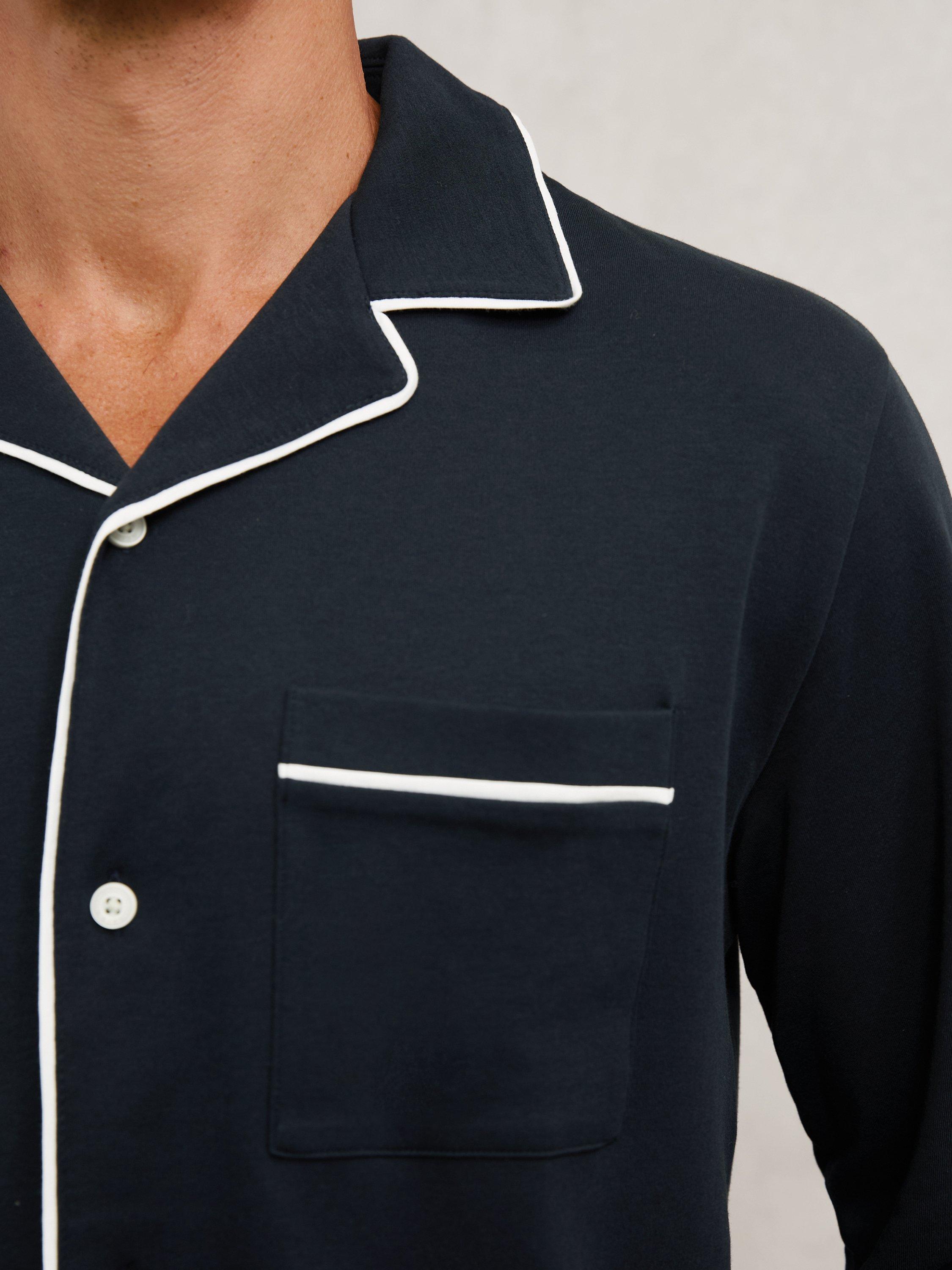 Product image 2 of 5, which shows Reiss Aubery Cotton Pyjama Set, Navy, XL