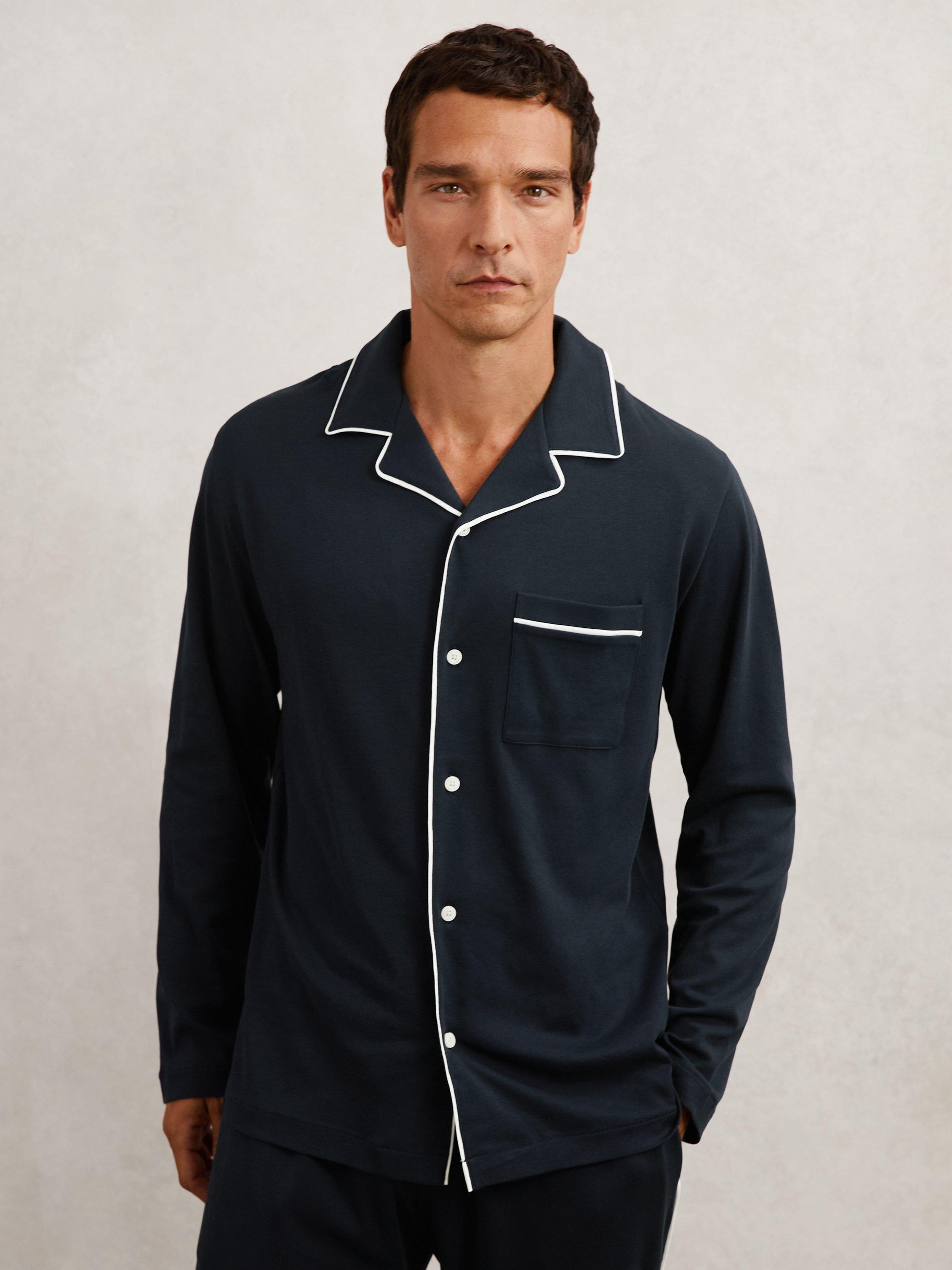 Product image 4 of 5, which shows Reiss Aubery Cotton Pyjama Set, Navy, XL