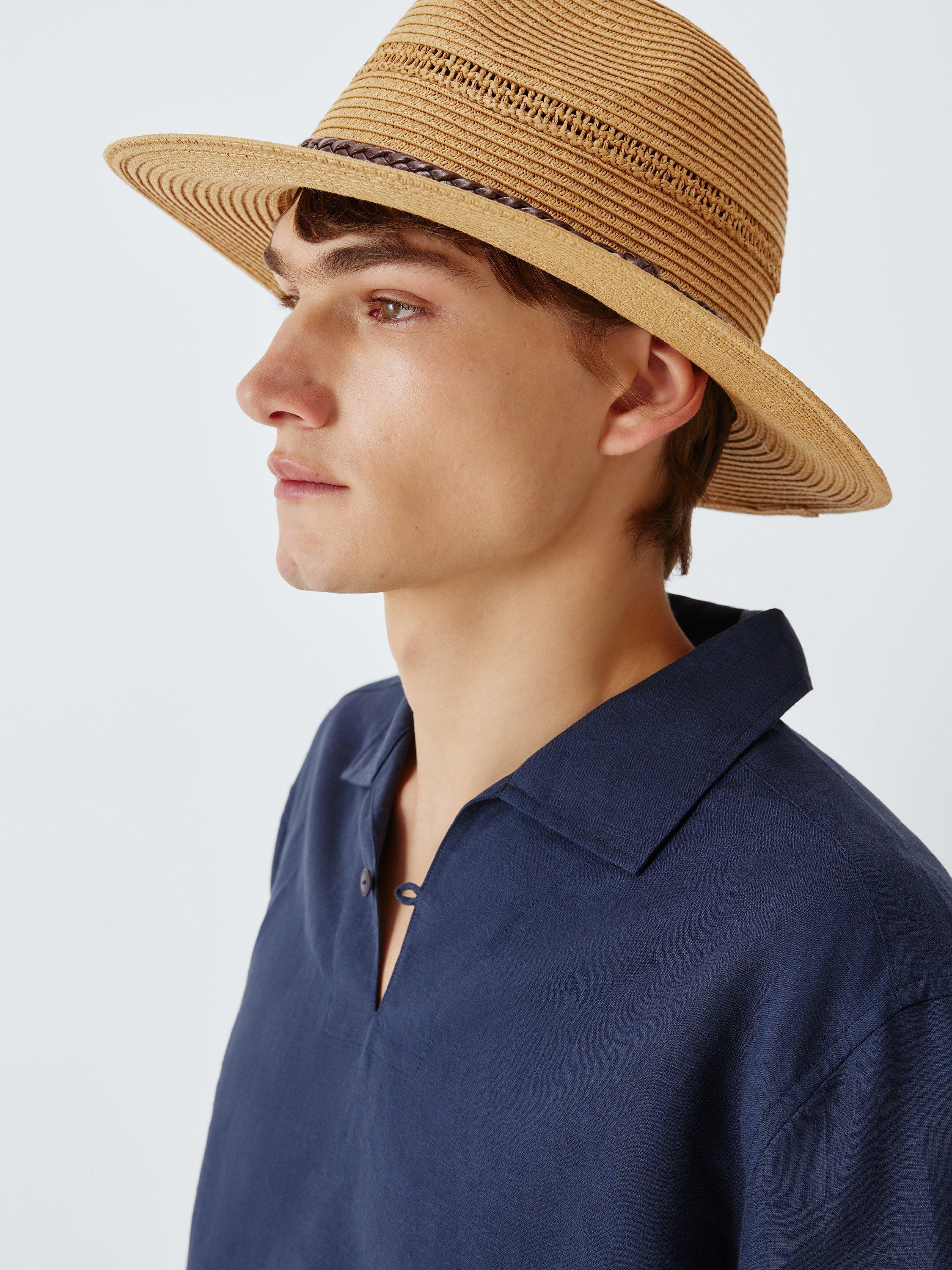 Product image 1 of 4, which shows John Lewis Braided Band Fedora, Natural, S-M