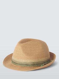 John Lewis Ombre Paper Straw Trilby Hat, Natural/Green - view 2, Natural/Green