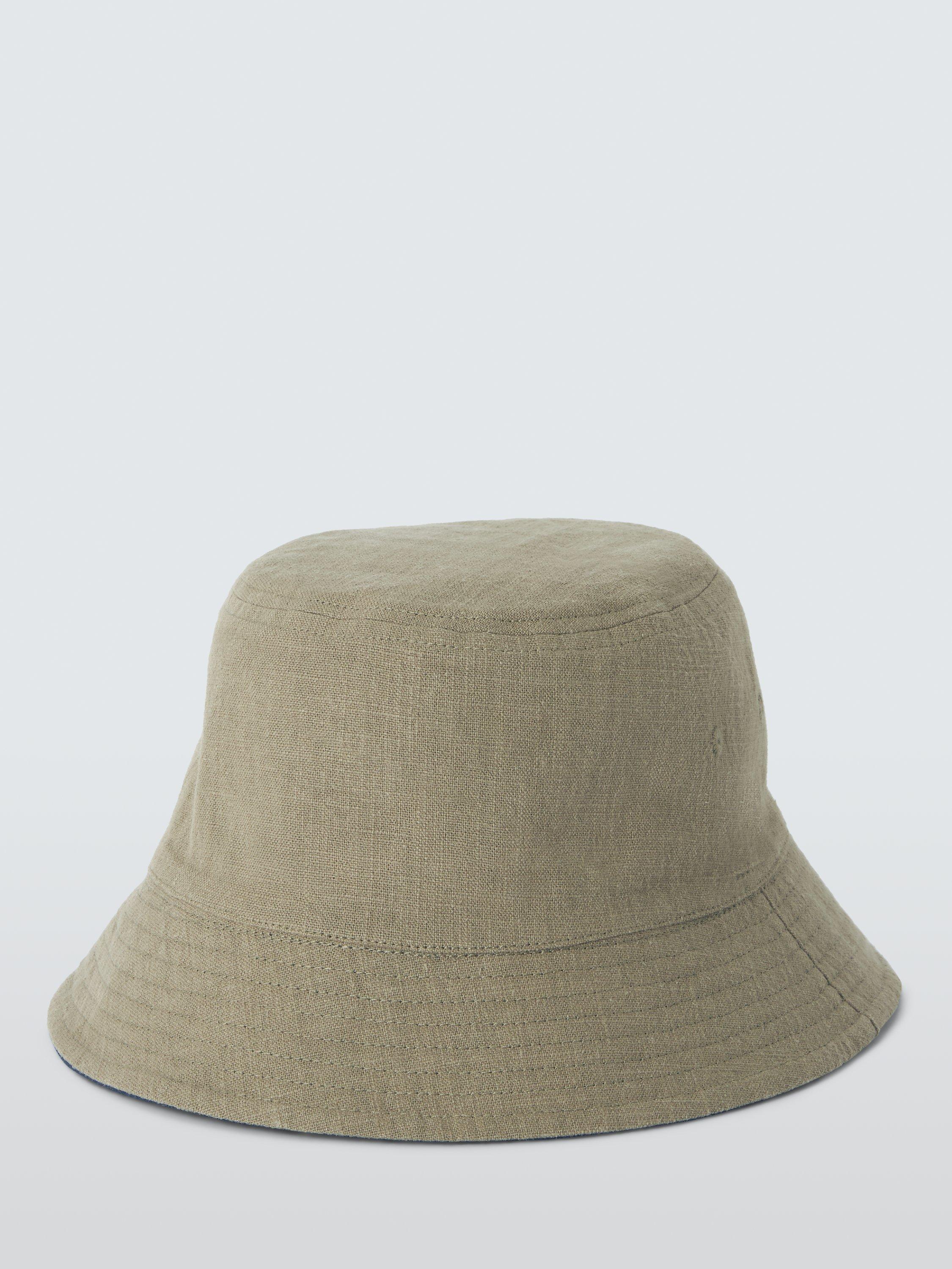 Product image 2 of 4, which shows John Lewis Reversible Bucket Hat, Navy/Stone, S-M