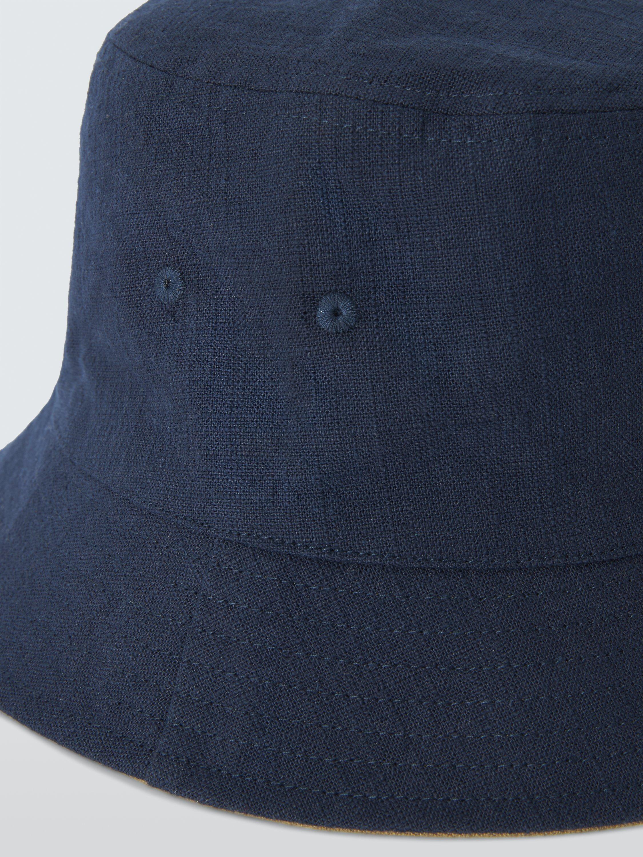 Product image 3 of 4, which shows John Lewis Reversible Bucket Hat, Navy/Stone, S-M