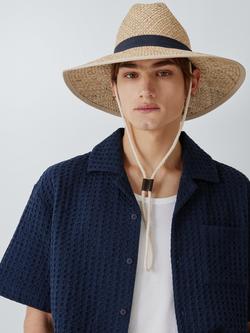 John Lewis Ribbon Wide Brim Sun Hat, Natural, Natural