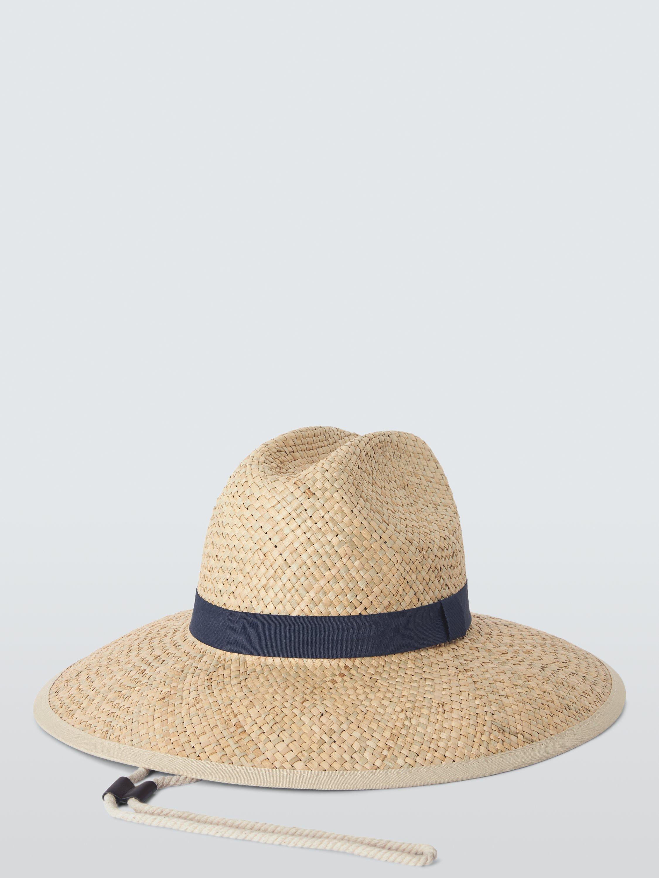 Product image 2 of 4, which shows John Lewis Ribbon Wide Brim Sun Hat, Natural, S-M