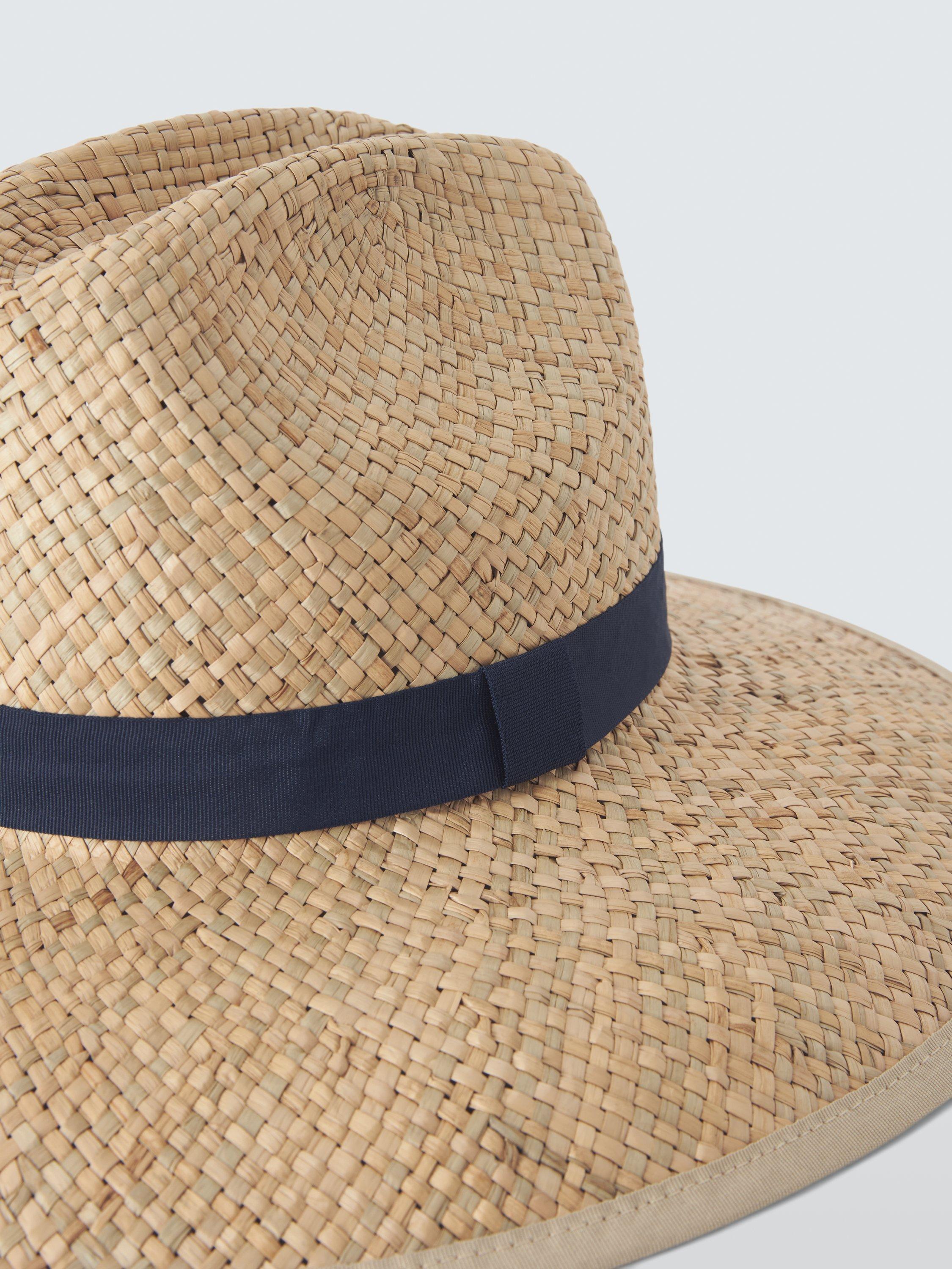 Product image 3 of 4, which shows John Lewis Ribbon Wide Brim Sun Hat, Natural, S-M