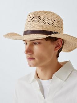 John Lewis Paper Straw Western Hat, Natural, Natural