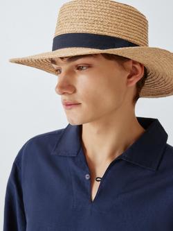 John Lewis Ribbon Wide Brim Sun Hat, Natural, Natural