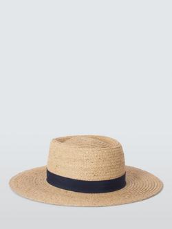 John Lewis Ribbon Wide Brim Sun Hat, Natural - view 2, Natural