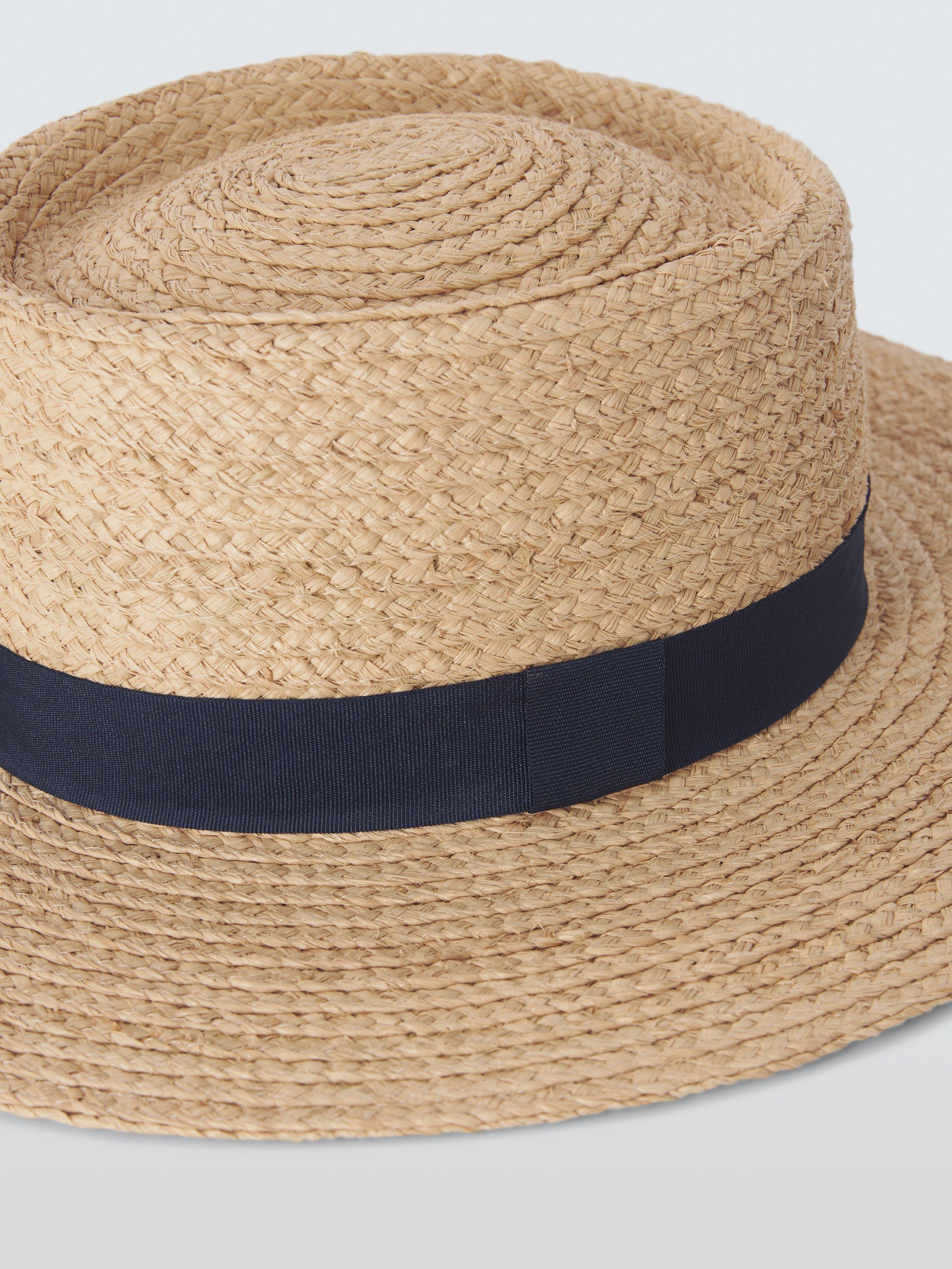 Product image 3 of 4, which shows John Lewis Ribbon Wide Brim Sun Hat, Natural, S-M