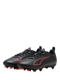 PUMA Kids' ULTRA 6 PLAY Lace Up Football Boots, Puma Black/Red - view 2, Puma Black/Red
