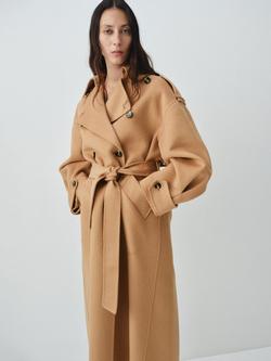 Mango Cherry Wool Blend Coat, Medium Brown, Medium Brown