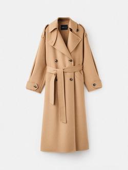 Mango Cherry Wool Blend Coat, Medium Brown - view 2, Medium Brown