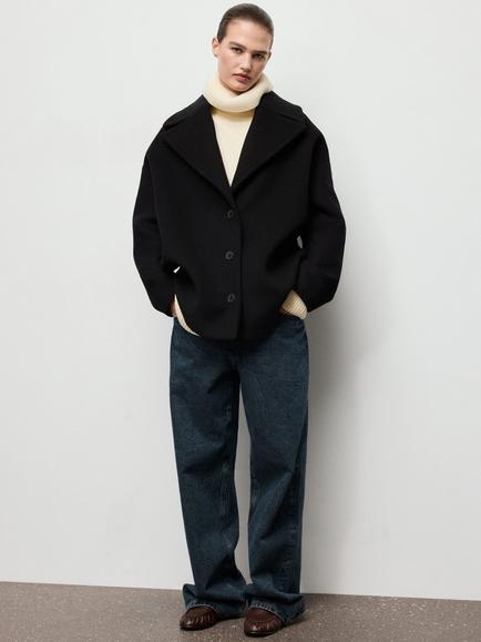 Mango Love Oversized Wool Rich Coat, Black, Black