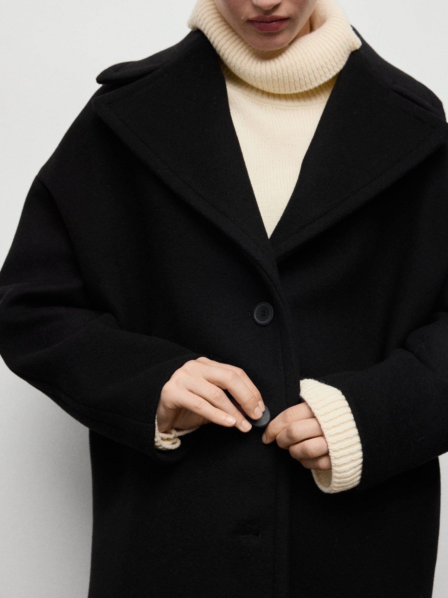 Product image 2 of 8, which shows Mango Love Oversized Wool Rich Coat, Black, L