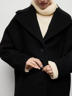 Mango Love Oversized Wool Rich Coat, Black - view 2, Black